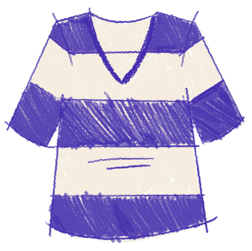 Ilustração de uma blusa listrada